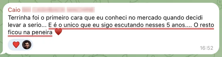 Mensagem de Caio na comunidade fechada, 26/10/2023
