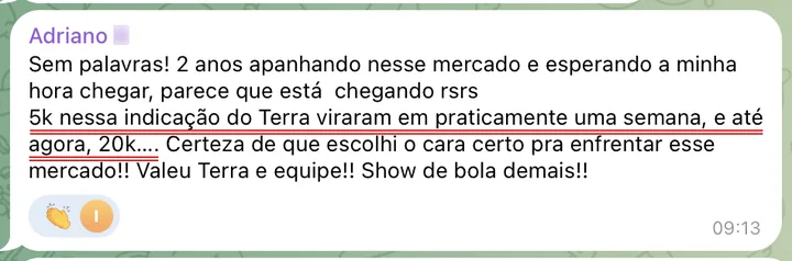 Mensagem de Adriano na comunidade fechada, 17/03/2024
