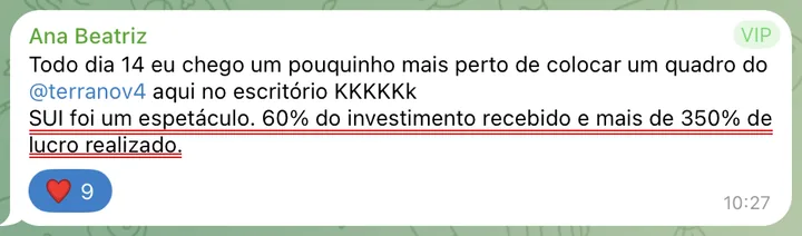 Mensagem de Ana Beatriz na comunidade fechada, 16/12/2024